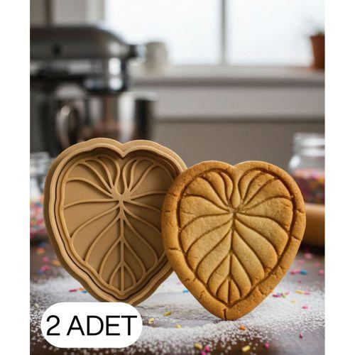 2Li Kalp Yaprak Şekillendirici Kalıp Kurabiye Hamur Kesici Oyun ve Şeker Hamuru Seti