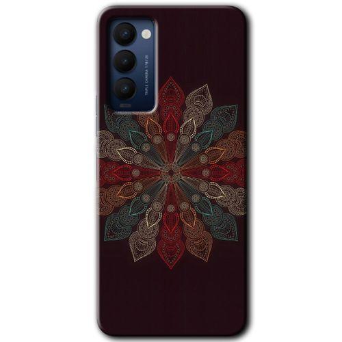 Tecno Camon 18T HD Baskılı Kılıf + 9D Tam Ekran Koruyucu - Mandala Flower Wal