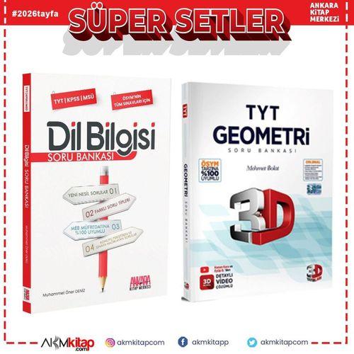 3D TYT Geometri ve AKM Dil Bilgisi Soru Bankası Seti 2 Kitap