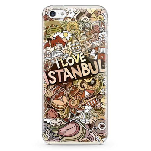 Apple iPhone 5 Kılıf İstanbul Doodle Arka Kapak Koruma Desenli Full Koruyucu