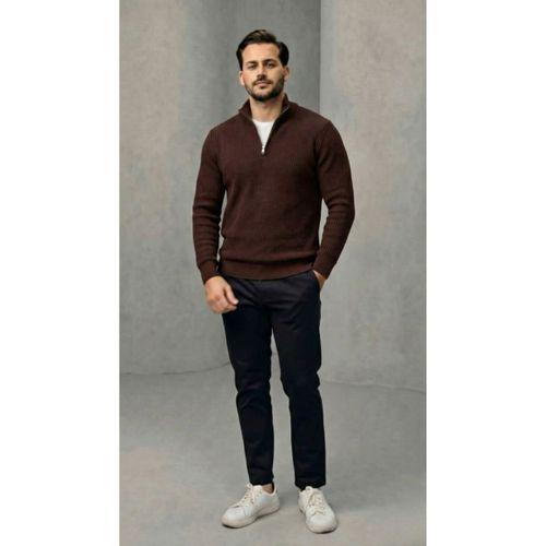 Erkek Balıkçı Zip Yaka Uzun Kollu Triko