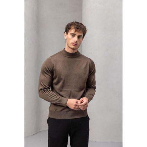 Fincher Yarım Balıkçı Regular Fit Boğazlı Erkek Kazak - Kahve