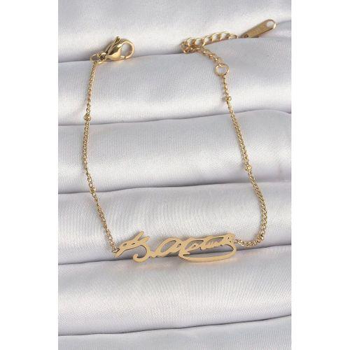 316L Çelik Gold Renk Atatürk İmza Model Kadın Bileklik