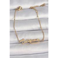 316L Çelik Gold Renk Atatürk İmza Model Kadın Bileklik