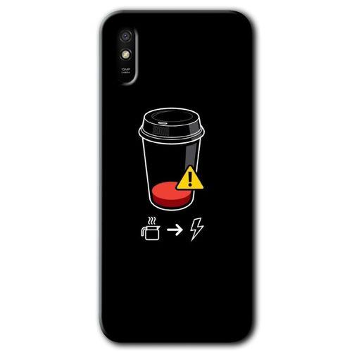 Xiaomi Redmi 9A HD Baskılı Kılıf + 9D Tam Ekran Koruyucu - Coffee Battery