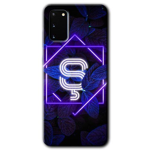 Samsung Galaxy S20 Kılıf HD Desen Baskılı Arka Kapak - Dark Neon Yaprak Ş Harfi