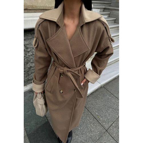 KABAN YAKA VE MANŞET BEJ RENGİ - Vizon