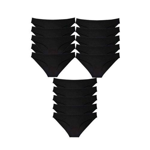 15 Adet Süper Eko Set Likralı Kadın Slip Külot Siyah