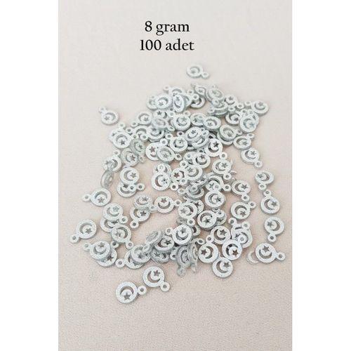 Oya Abiye Bileklik Kolye Pleksi Metalik Plastik Pul Gümüş Renk 8 gram 100 adet - BNC516