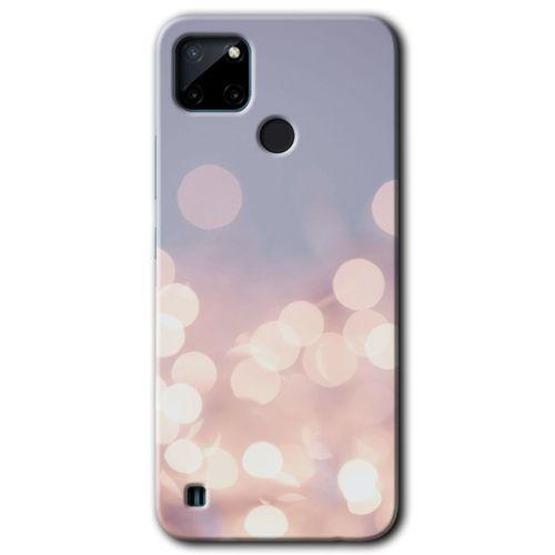 MRCİLETİSİM Realme C21 Kılıf Baskılı Kapak - Blur Lights + 5D Tam Kaplayan Cam