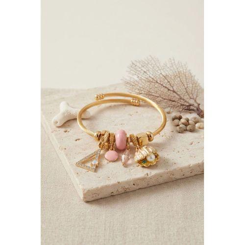 Pembe Deniz Kabuğu Model Gold Renk Charmlı Bileklik
