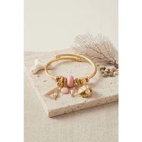 Pembe Deniz Kabuğu Model Gold Renk Charmlı Bileklik