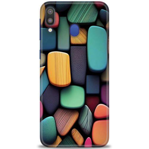 Samsung Galaxy M20 Kılıf HD Baskılı Kılıf - Renkli Taşlar + Tam Ekran Koruyucu