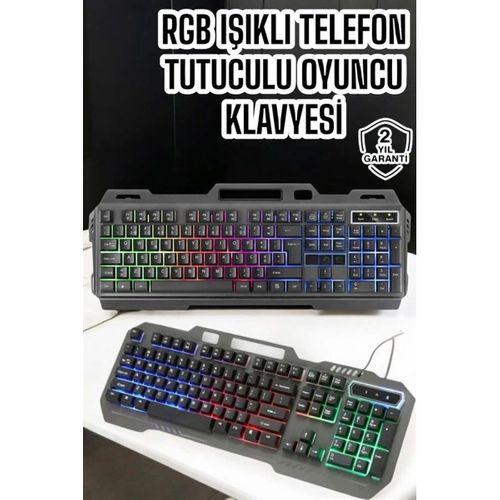 Q Klavye Rgb Işıklı Klavye Ve Mouse Seti Kablolu Mouse Hediyeliş