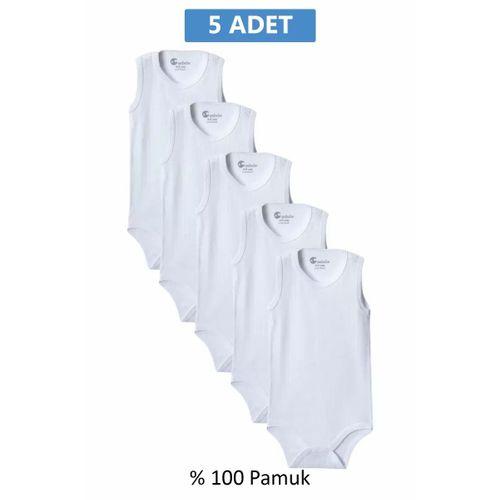 Beyaz Askılı Body Zıbın 7-12 YAŞ Çocuklar İçin (5 ADET) Alttan Çıtçıtlı Özel Gereksinimli