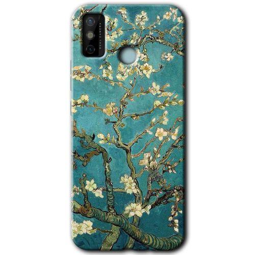 Tecno Spark 6 Go Kılıf HD Desen Baskılı Arka Kapak+Temperli Cam - Almond Blossom