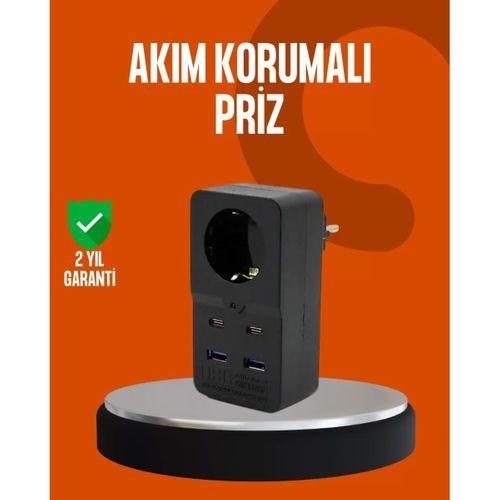 Akım Korumalı Priz 4 Usb Type C Destekli Yüksek Isı Dayanımlı