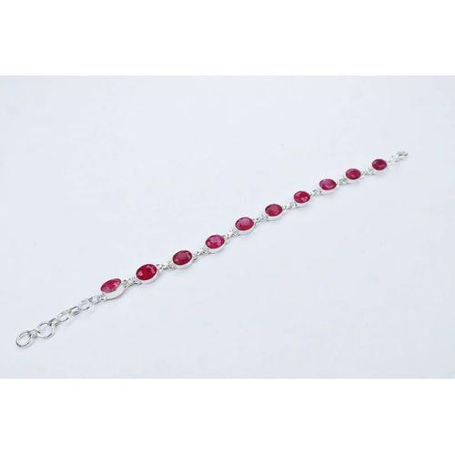 925 Ayar Yakut Taşlı Gümüş Bileklik