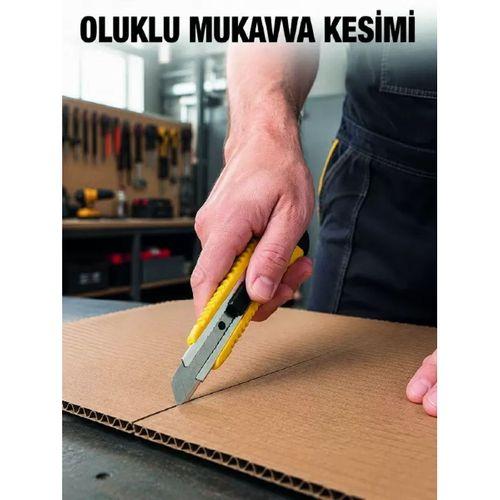 Metal Gövdeli 5’li Falçata Seti Profesyonel Maket Bıçağı Karton Koli Kesici