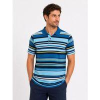 Erkek Çizgili Polo Yaka Tişört Kısa Kol Yazlık T-Shirt Regular Fit - Mavi