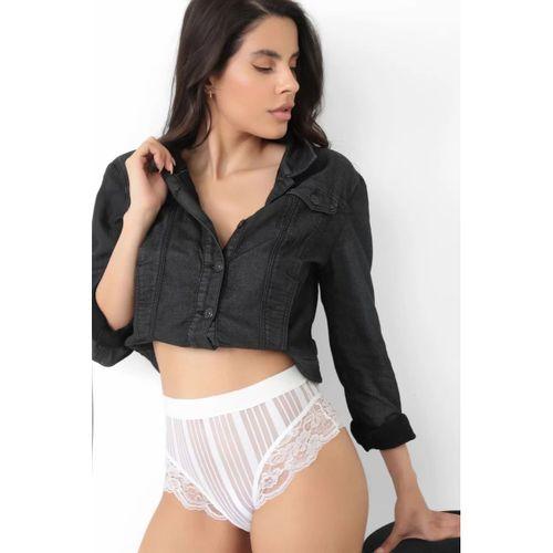 Beyaz Kadın Çizgili Külot Veronica-k1010