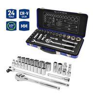 WORKPRO WP202564 1/2'’ Cr-V 24 Parça Metrik Ağır Hizmet Lokma Takımı