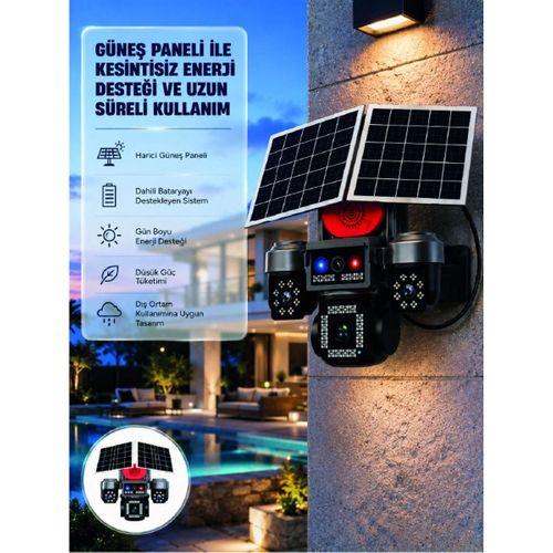 Takip Özellikli 4 Kameralı Güneş Panelli Güvenlik Kamera Sistemi