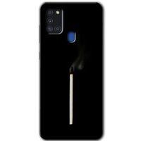 Samsung Galaxy A21s Kılıf Baskılı Kapak - Sönmüş Kibrit + 5D Tam Kaplayan Cam