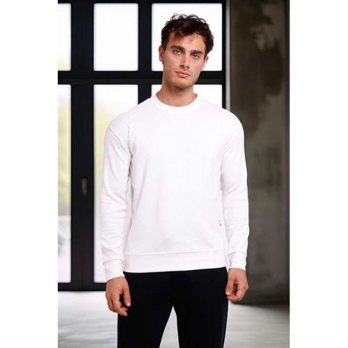 Burton Kolları Şerit Detaylı Deri Ceket Bej - Wenders Bisiklet Yaka Sweatshirt Beyaz - Wilder Modal Kumaş Pantolon Siyah