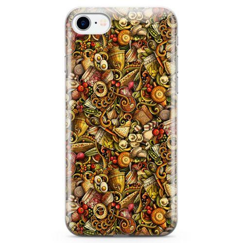 Apple iPhone 8 Kılıf Gastronomi Doodle Arka Kapak Koruma Desenli Full Koruyucu