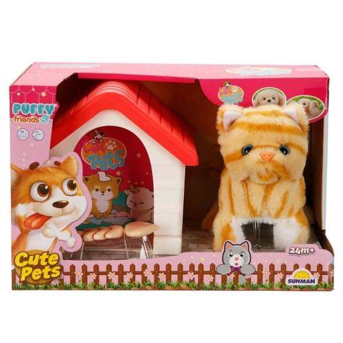 Eğitici Oyuncak  Sesli ve Hareketli Kulübeli Sevimli Peluş Kedi