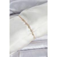 Gold Renk Zincir Model Zirkon Taşlı Pirinç Asansörlü Kadın Bileklik