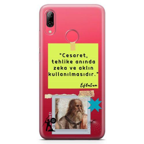 Huawei Y7 Prime 2019 Kılıf Caps Eflatun Arka Kapak Koruma Desenli Full Koruyucu