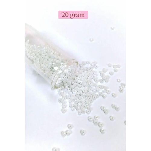 Dökme Cam Kum Boncuk (8/0) 3 mm - 20 Gram - İnci Beyaz - BNC145
