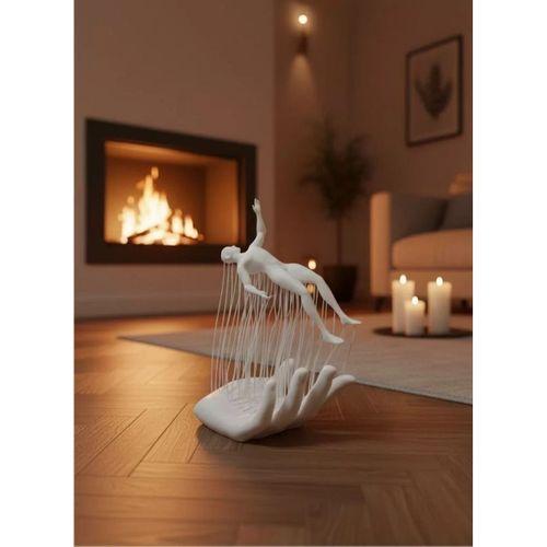 Dekoratif El Üzerinde İnsan Figürü Beyaz Minimal Sanatsal Biblo