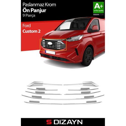 S-Dizayn Ford Tourneo Custom 2 Krom Ön Panjur 9 Prç. 2023 Üzeri A+ Kalite