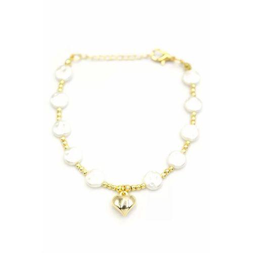 Kalp İnci Bileklik - Altın