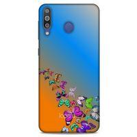 Samsung Galaxy M30 Kılıf Kelebek Etkisi (50) Shockproof Kılıf Bordo Pembe