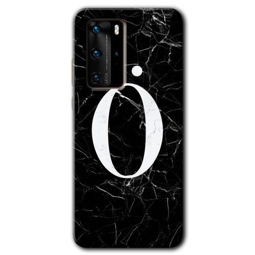 Huawei P40 Pro HD Baskılı Kılıf + 9D Tam Ekran Koruyucu - Siyah Mermer Desenli Ö Harfi