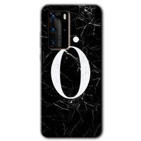 Huawei P40 Pro HD Baskılı Kılıf + 9D Tam Ekran Koruyucu - Siyah Mermer Desenli Ö Harfi