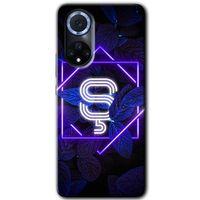 Huawei Nova 9 HD Baskılı Kılıf + 9D Tam Ekran Koruyucu - Dark Neon Yaprak Ş Harfi