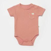 Bibaby Bibaby Biorganic Waffle Smile Kısa Kol Bebek Body 56987 Red-Brown