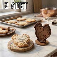 2Li Sevimli Tavuk Figürlü Hamur Şekillendirici Kurabiye Kalıbı Oyun Hamuru Kalıbı 8 cm