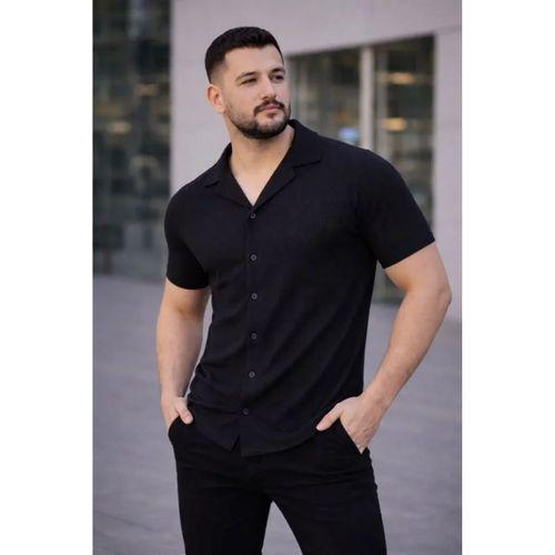 Erkek Waffle Dokuma Açık Yakalı Düğmeli Regular Kalıp 3’lü Gömlek Seti - Siyah, Beyaz, Gri