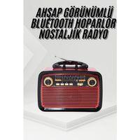 Nostalji Radyo Bluetooth Hoparlör Usb-sd Kart Giriş Led Fener Işıklı Bataryalı Pilli