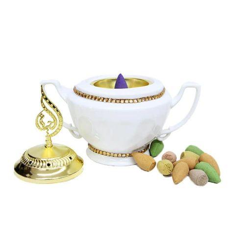 Buhurdanlık Seramik Kulplu Zamak Kapak Detaylı