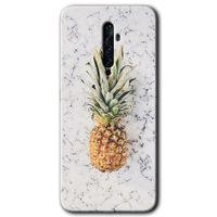 Oppo Reno 2z Kılıf HD Desen Baskılı Arka Kapak + Temperli Cam - Ananas