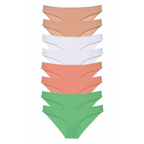 8 adet Süper Eko Set Likralı Kadın Slip Külot Ten Beyaz Pudra Yeşil