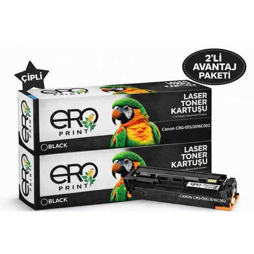 Canon CRG 055 Siyah Muadil Toner - 2400 Sayfalık Çipli Toner - 2'li Avantaj Paket