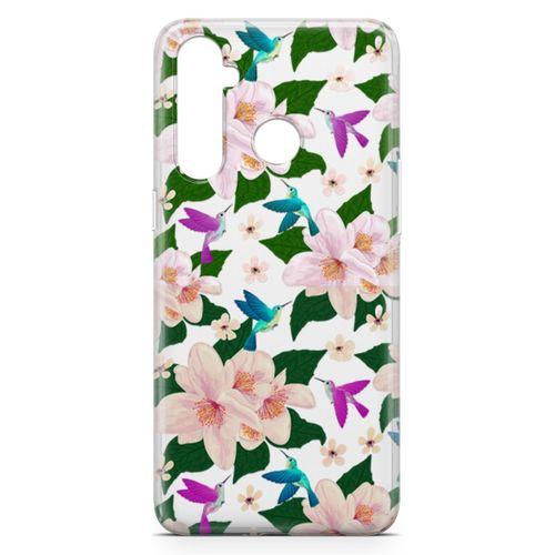 Realme 5 Pro Kılıf Karanfil Kuşlar Arka Kapak Koruma Desenli Full Koruyucu